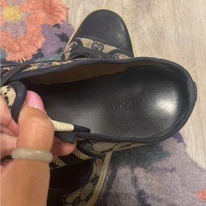 Vintage Gucci tennis shoes monogram canvas and leather